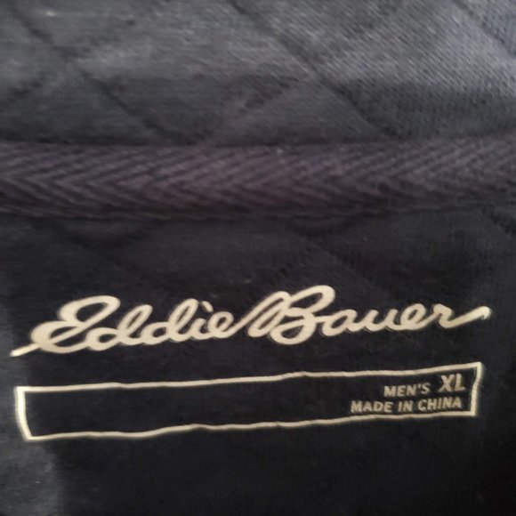 Eddie Bauer Mens Midweight Quarter Snap Mock Quilted Pullover | Navy, XL - Picture 4 of 6